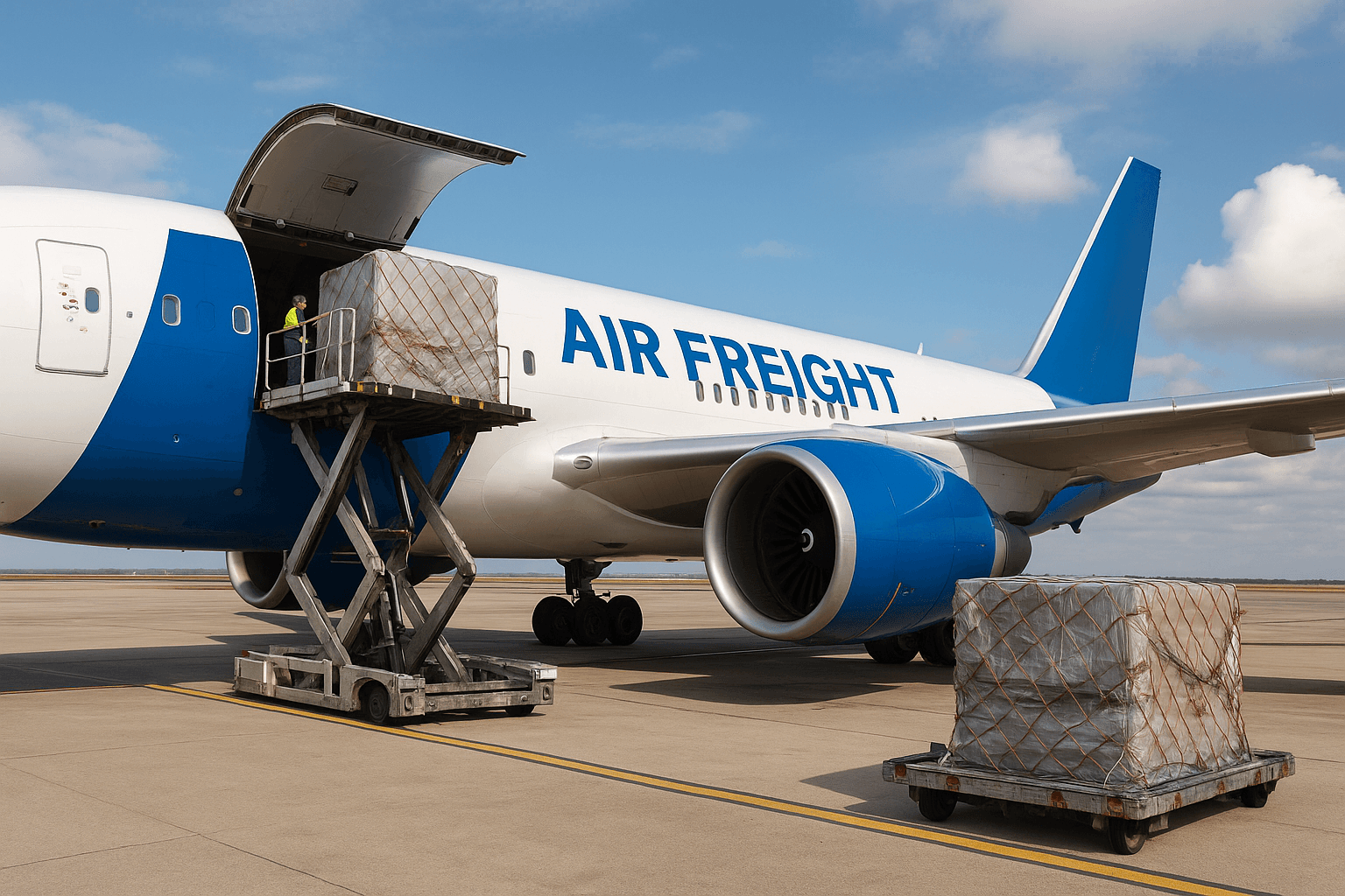 Air cargo being loaded onto aircraft