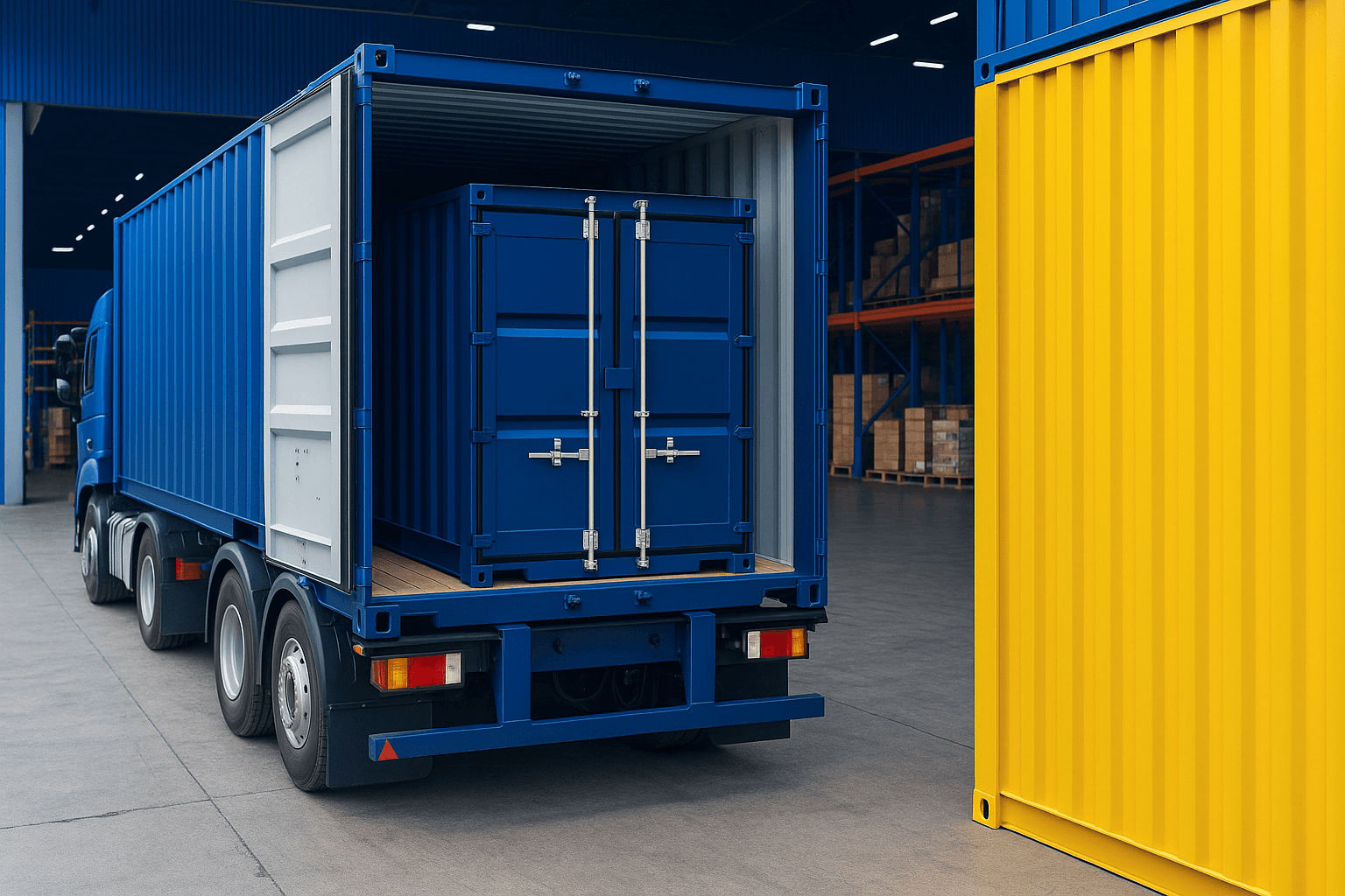 LCL consolidation containers being loaded at a warehouse