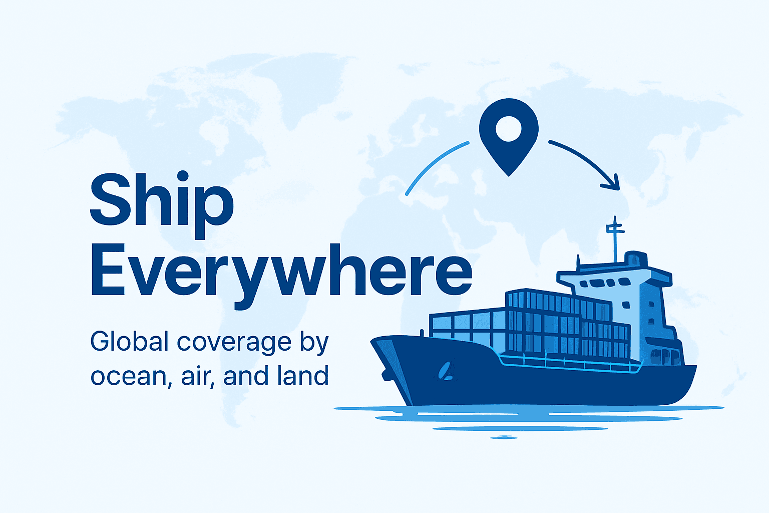 Global network map connecting ports and airports