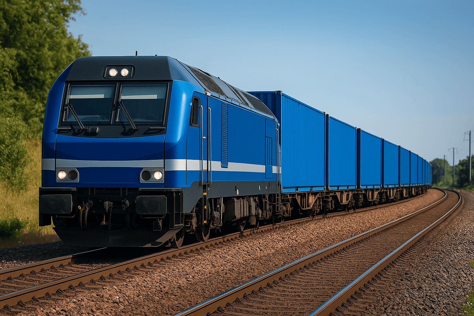 Freight train hauling intermodal containers