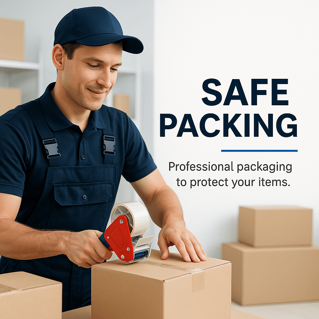 Professional packing team securing cargo for shipment